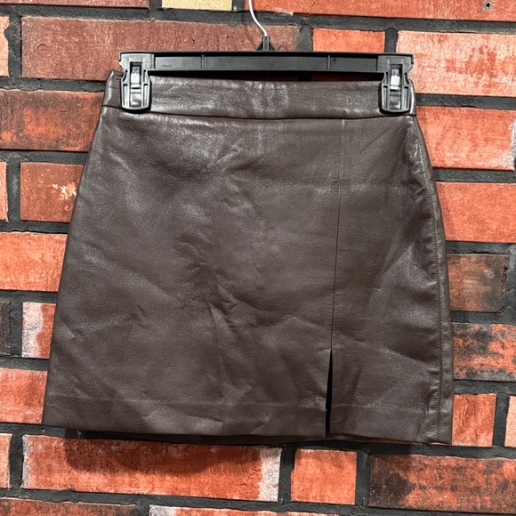 Aritzia Dresses & Skirts - Aritzia Wilfred  Brown Faux Leather Skirt